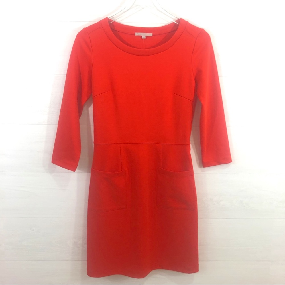GAP Casual Stretch Shift Dress –‎ Orange XS NWT 3/4 Sleeve Pockets